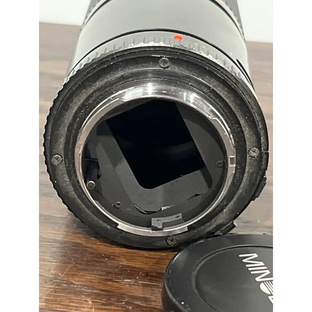Minolta 100-200mm F5.6 Manual Focus Zoom Lens w/ 55mm Hood & Caps - Vintage